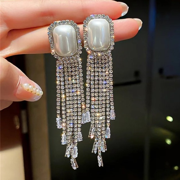 Jewelry - Luxury Big Pearl Rhinestone Drop Earrings